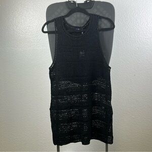 Polo Ralph Lauren Women’s Tunic Top Black Open Knit Crochet Sleeveless Top M